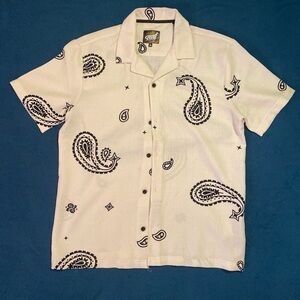 Men's Paisley Button-Down Shirt in Cream and Black